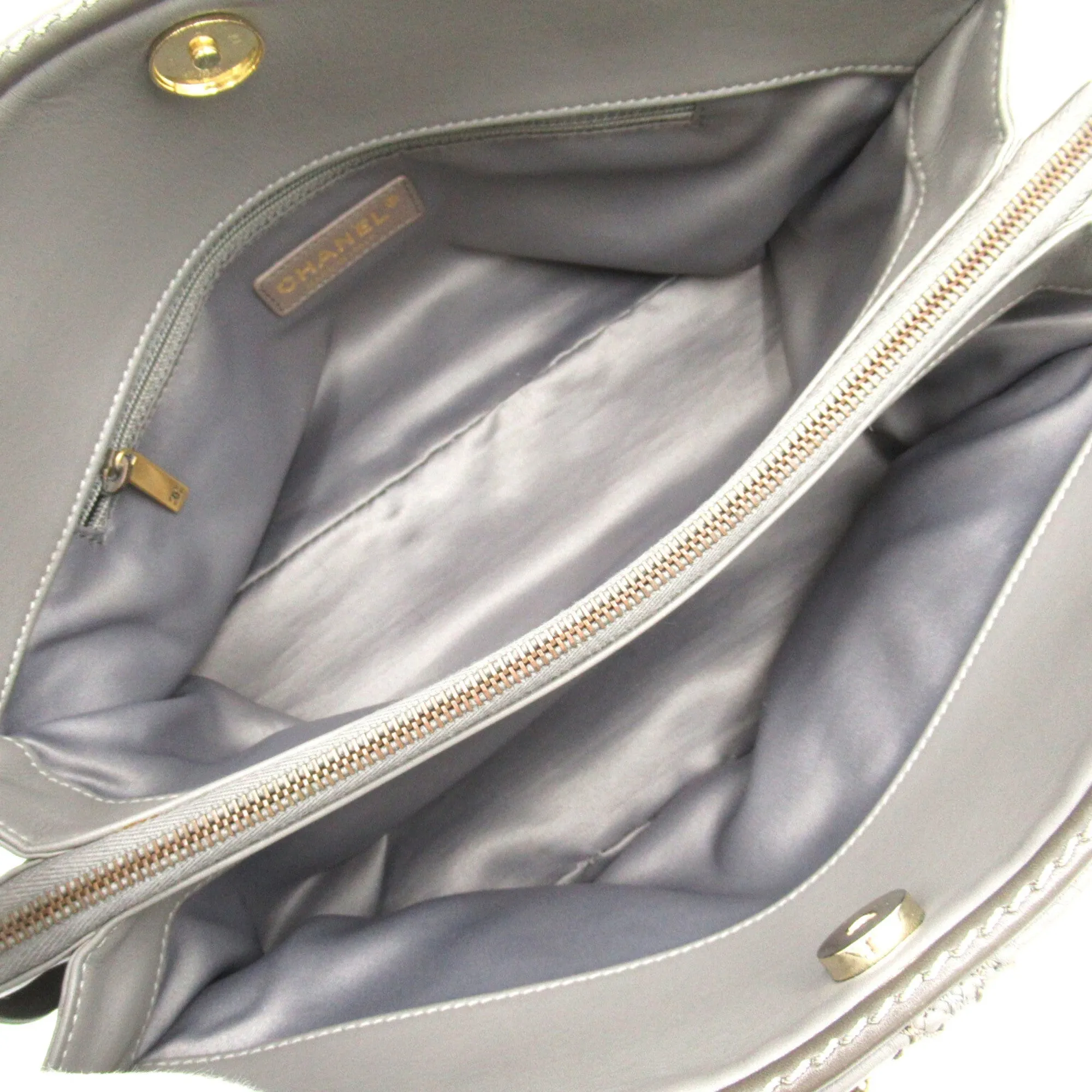CHANEL ChainShoulder Gray leather