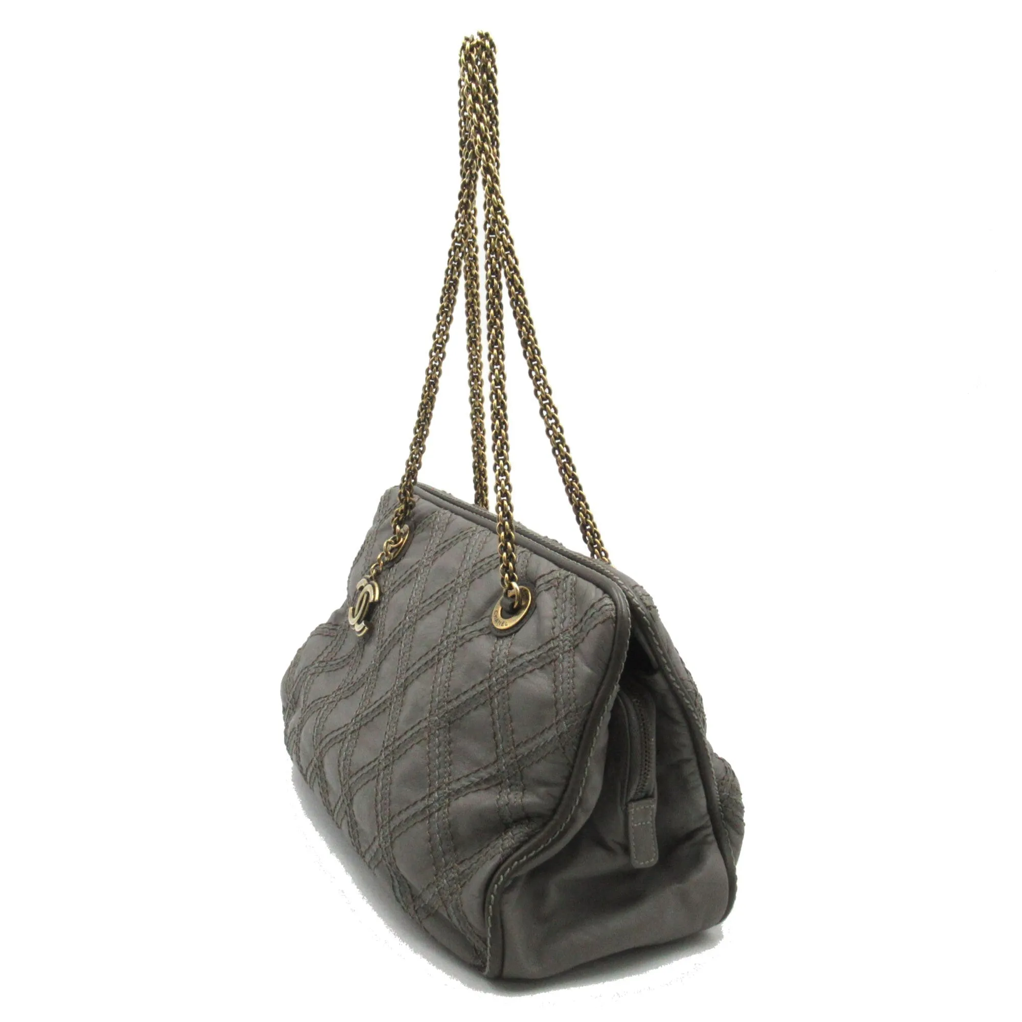 CHANEL ChainShoulder Gray leather