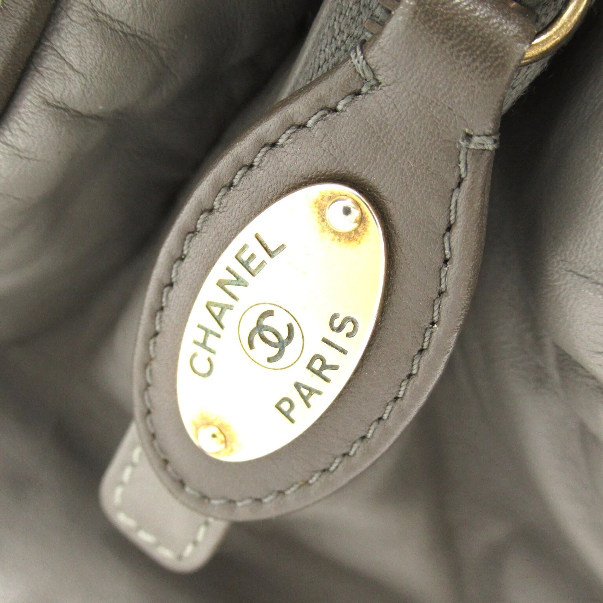 CHANEL ChainShoulder Gray leather
