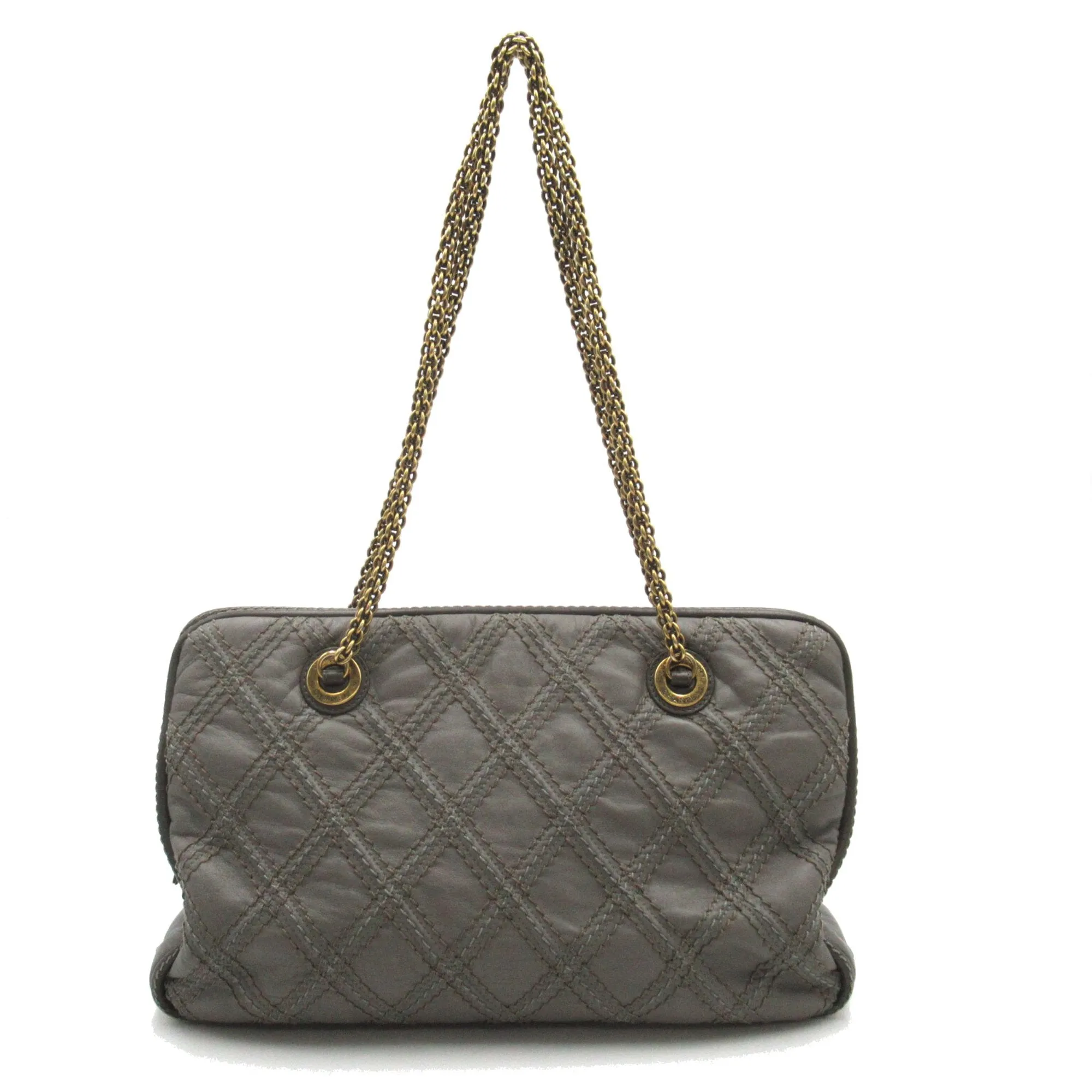 CHANEL ChainShoulder Gray leather