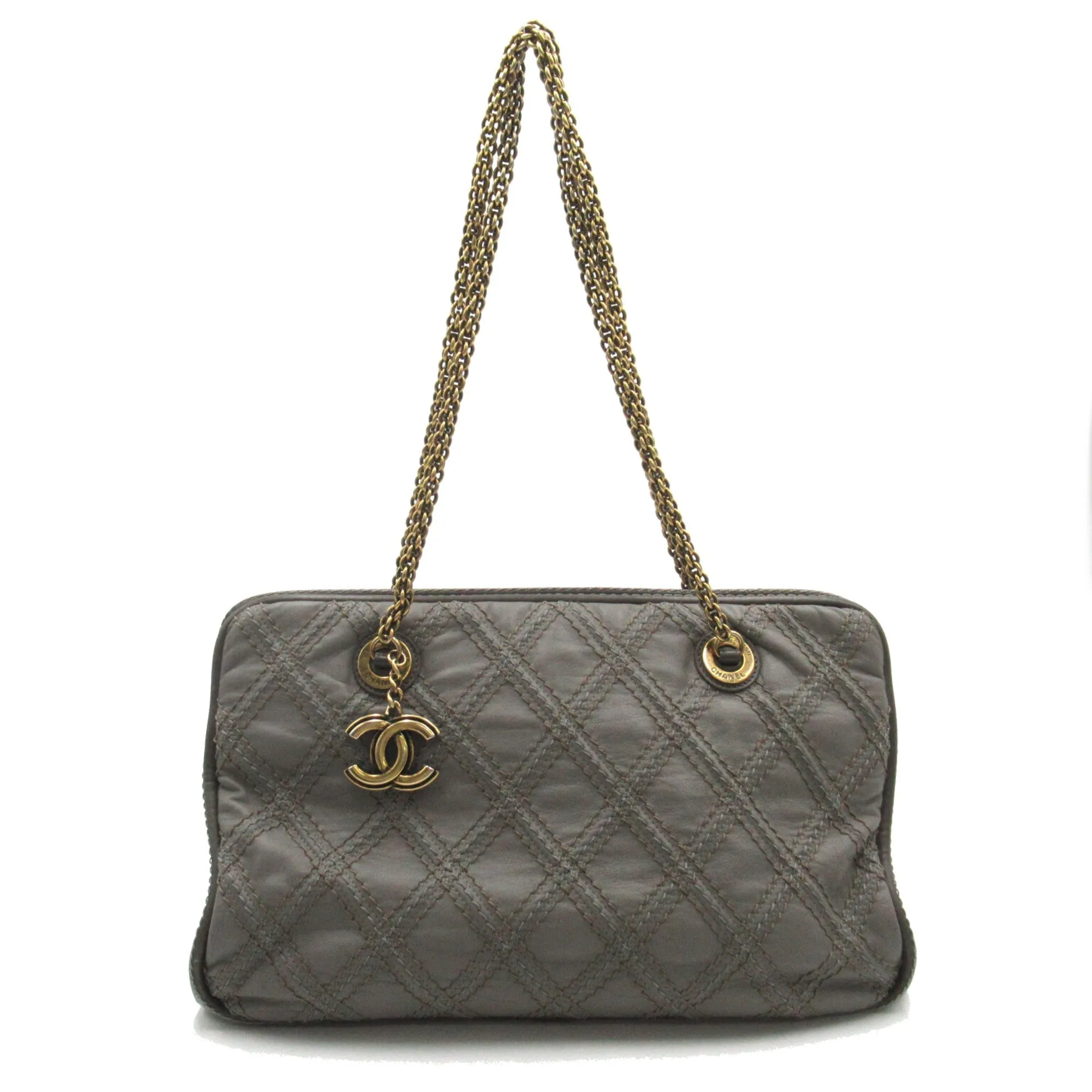 CHANEL ChainShoulder Gray leather