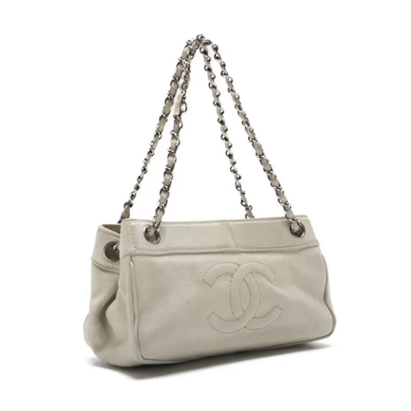 CHANEL ??CHANEL??Coco Chain Sder Caviar S White (Silver G ) Shoulder Bag Mini Shellder Bag  Bag Hybrid ?? Ship??