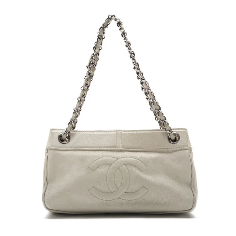 CHANEL ??CHANEL??Coco Chain Sder Caviar S White (Silver G ) Shoulder Bag Mini Shellder Bag  Bag Hybrid ?? Ship??