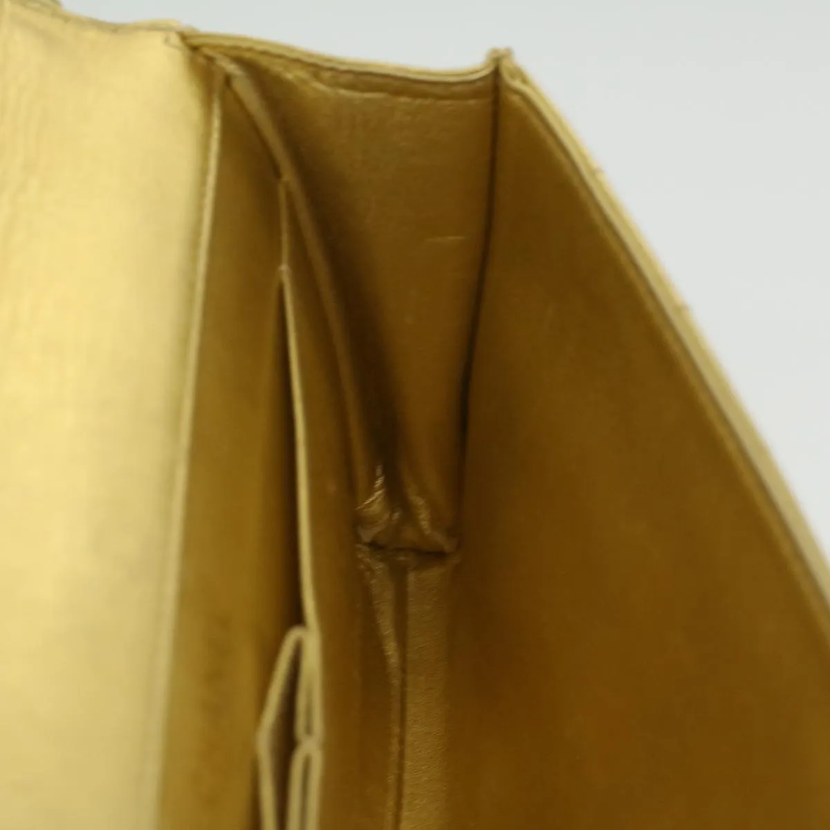 CHANEL Choco Bar line Chain Shoulder Bag Leather Gold CC Auth bs3477A