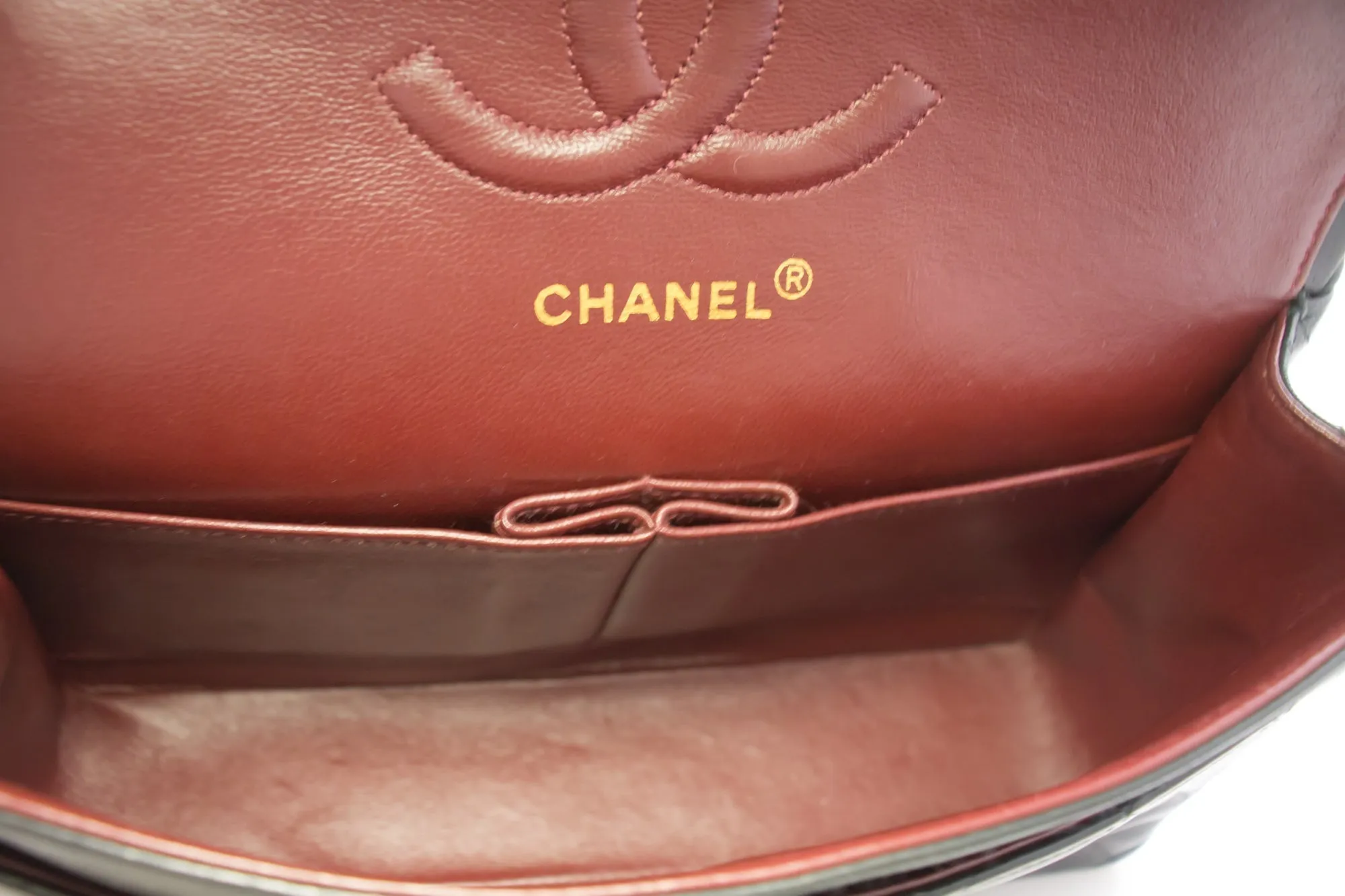 CHANEL Classic Double Flap 10" Chain Shoulder Bag Black Lambskin i71