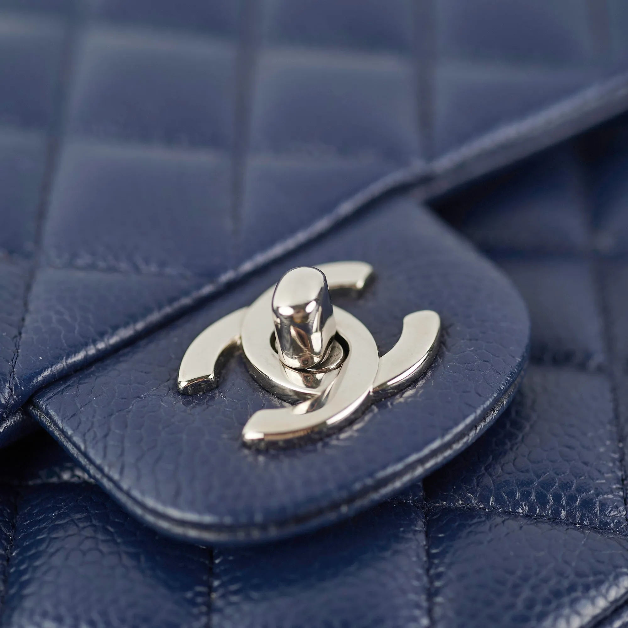 Chanel Classic Flap Medium Large Caviar Blue Shoulder Bag