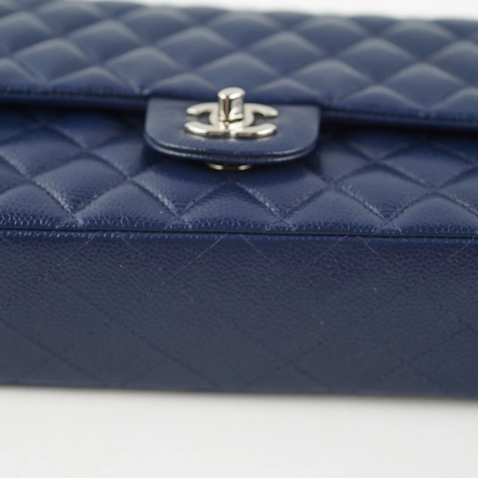 Chanel Classic Flap Medium Large Caviar Blue Shoulder Bag