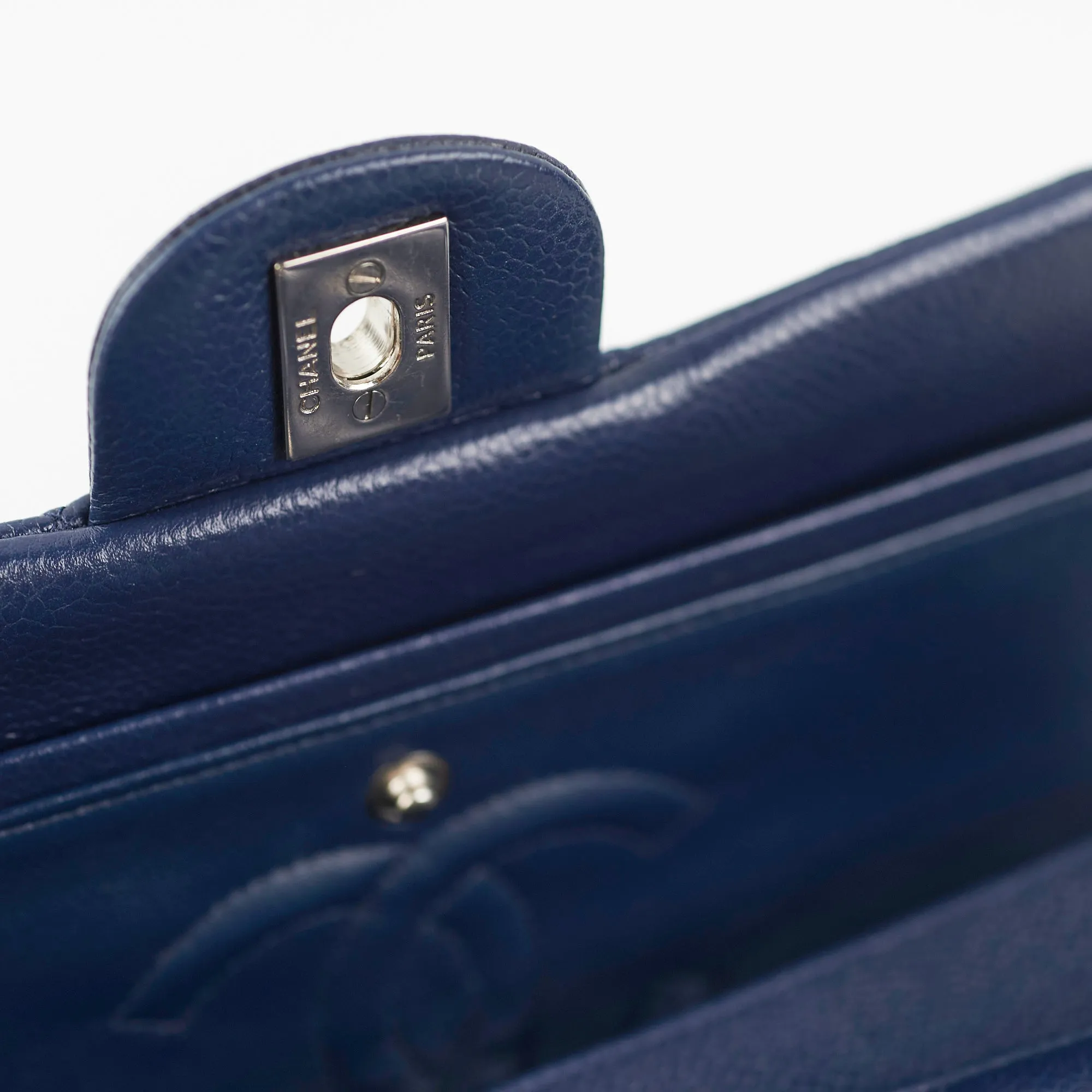 Chanel Classic Flap Medium Large Caviar Blue Shoulder Bag