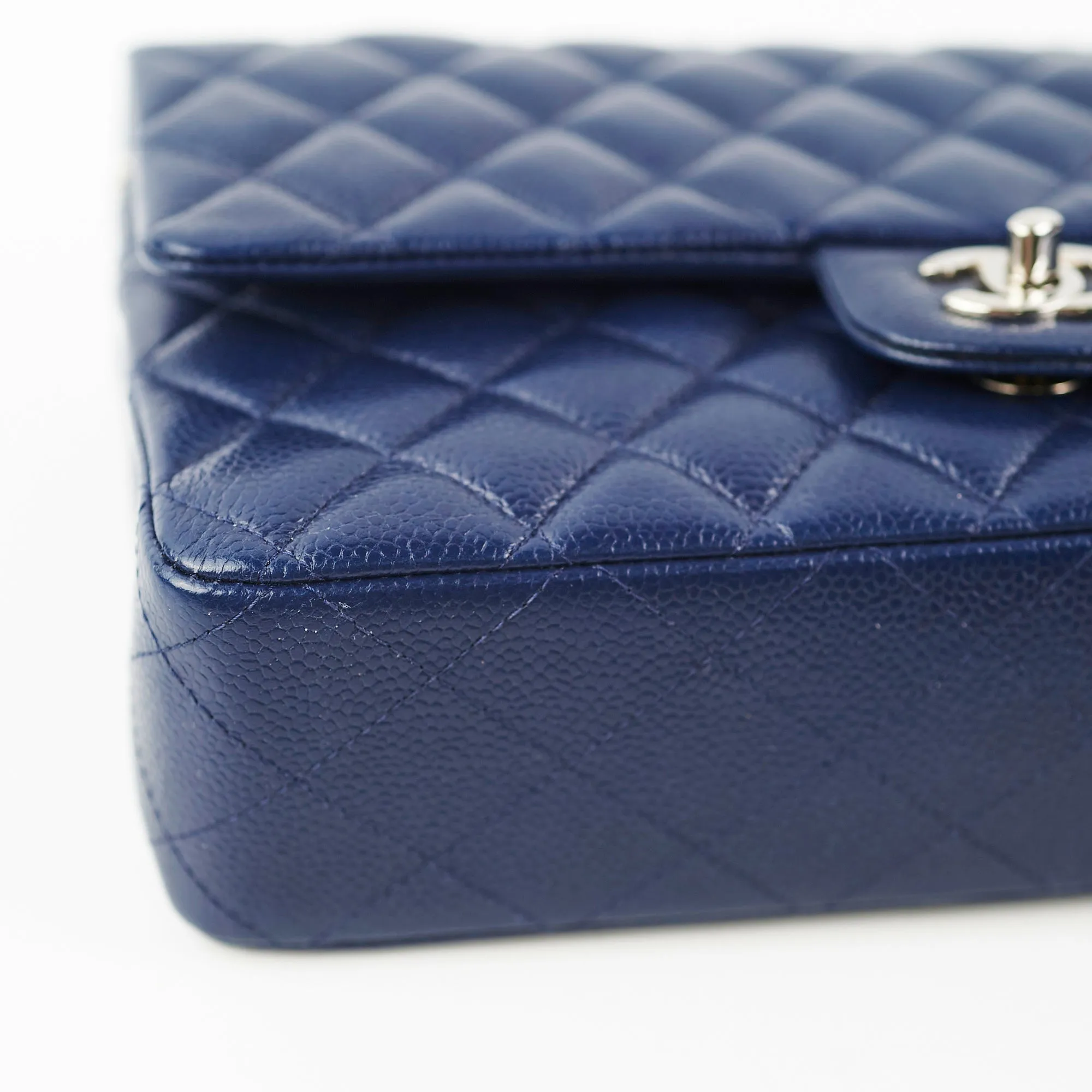 Chanel Classic Flap Medium Large Caviar Blue Shoulder Bag