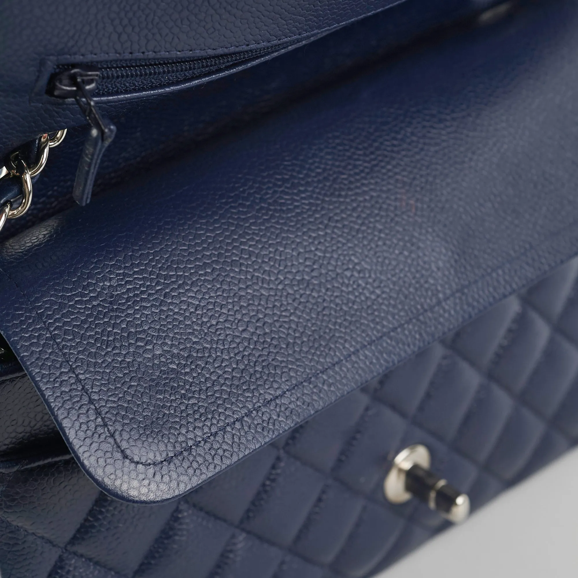 Chanel Classic Flap Medium Large Caviar Blue Shoulder Bag