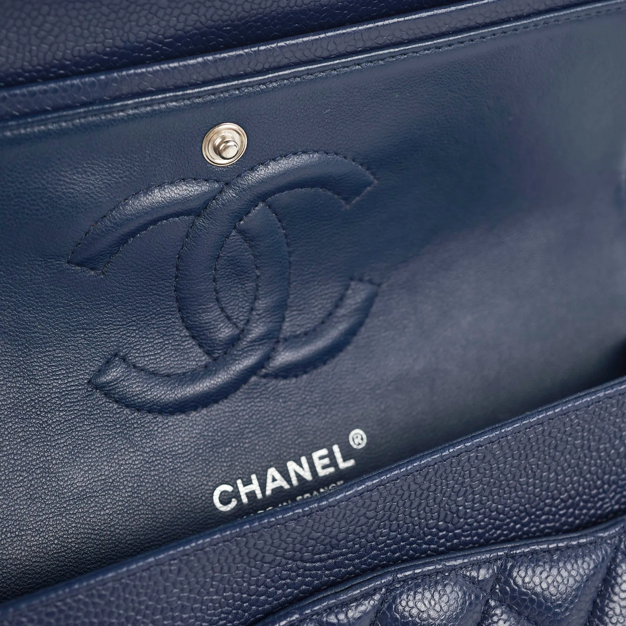 Chanel Classic Flap Medium Large Caviar Blue Shoulder Bag
