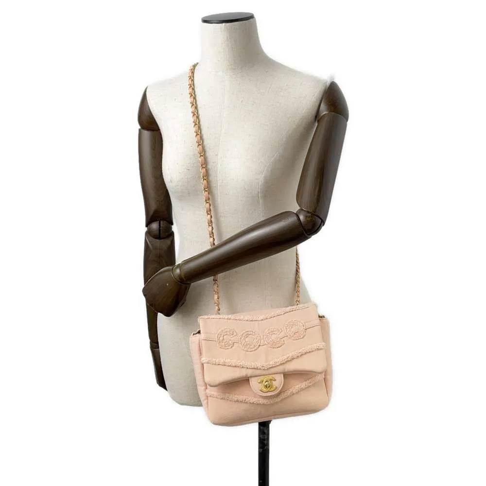 CHANEL COCO Flap ChainShoulder Bag Pink AS1595 Denim