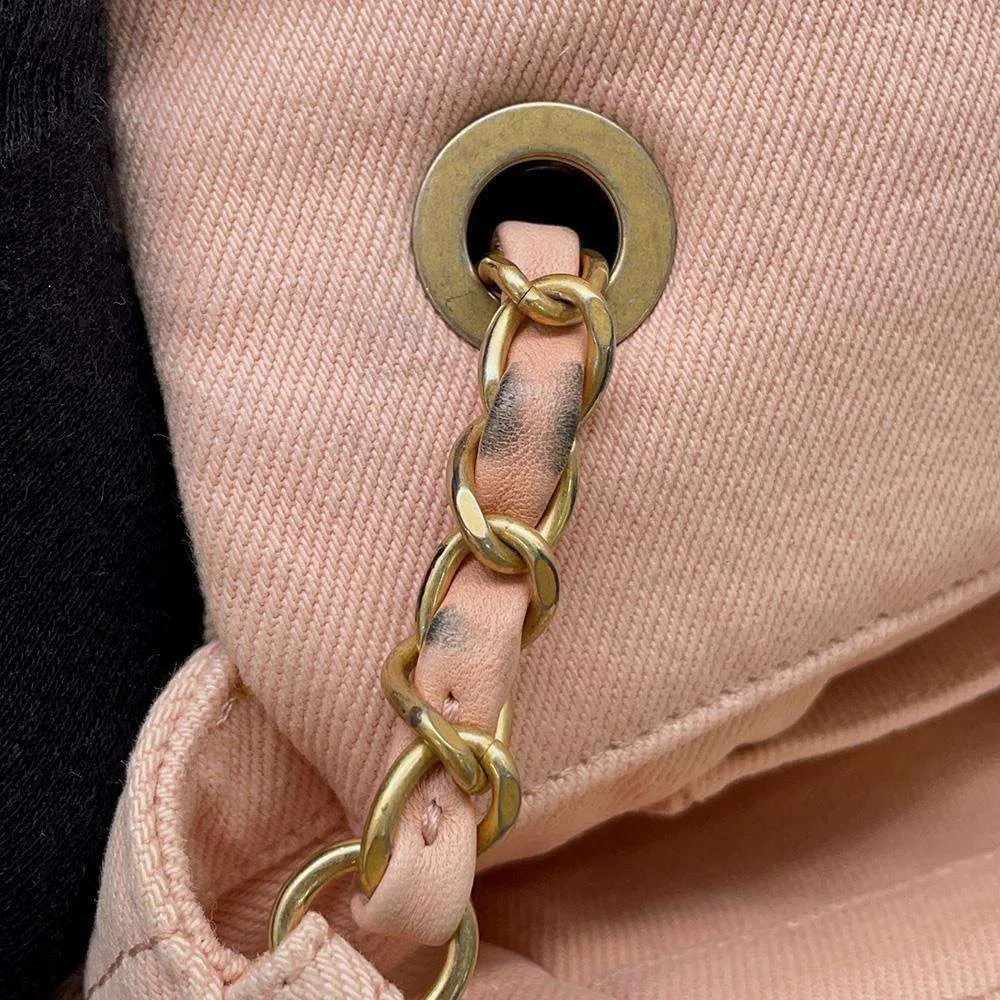 CHANEL COCO Flap ChainShoulder Bag Pink AS1595 Denim
