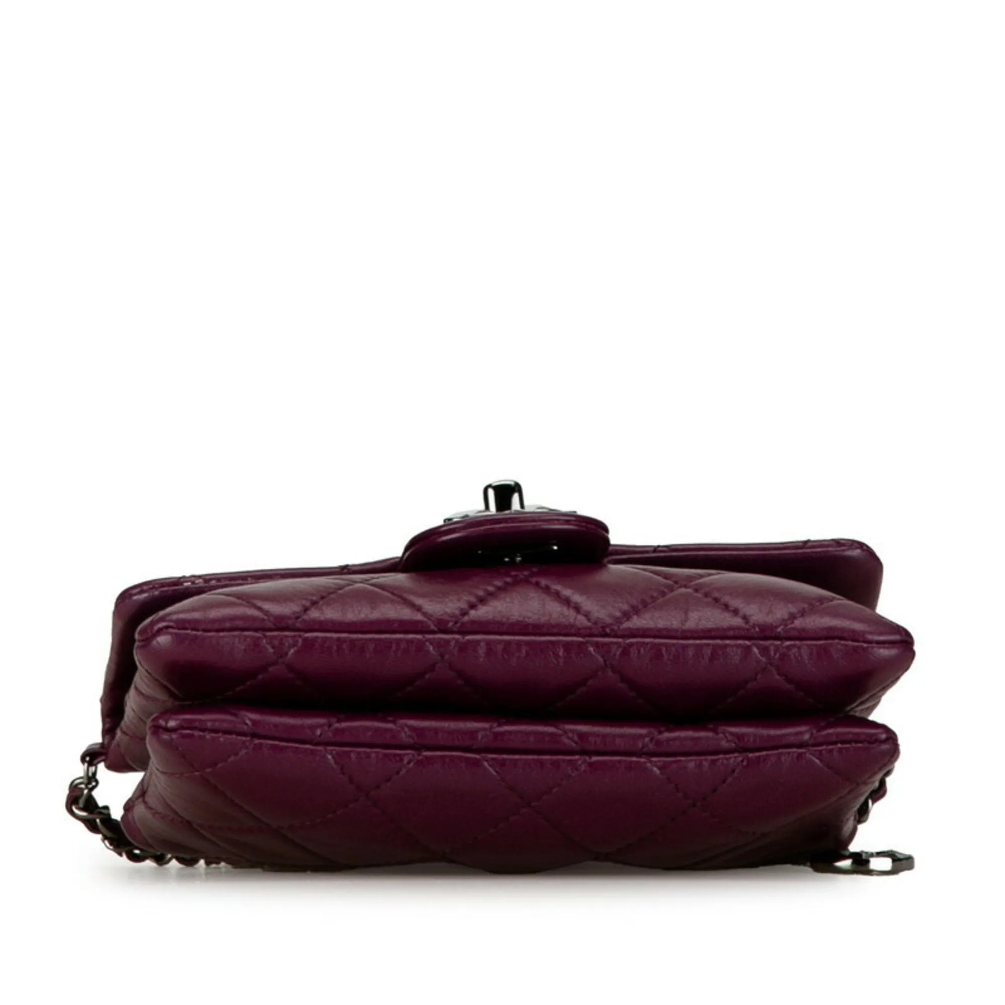 Chanel Coco Mark Matelasse Chain Shoulder Bag Purple Silver Leather Women's CHANEL
