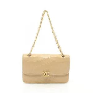 CHANEL Coco Mark Shoulder Bag, Lambskin, Women's, Beige