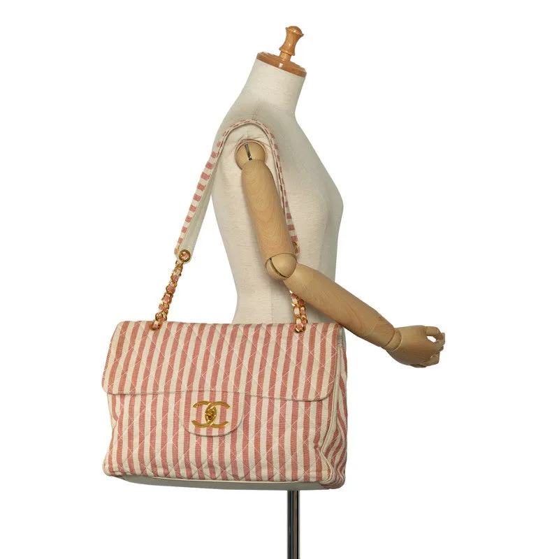 Chanel Decamatrace trip Cocomark Chain Shoulder Bag Pink White Cotton Lady CHANEL [More]