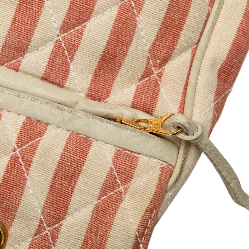 Chanel Decamatrace trip Cocomark Chain Shoulder Bag Pink White Cotton Lady CHANEL [More]