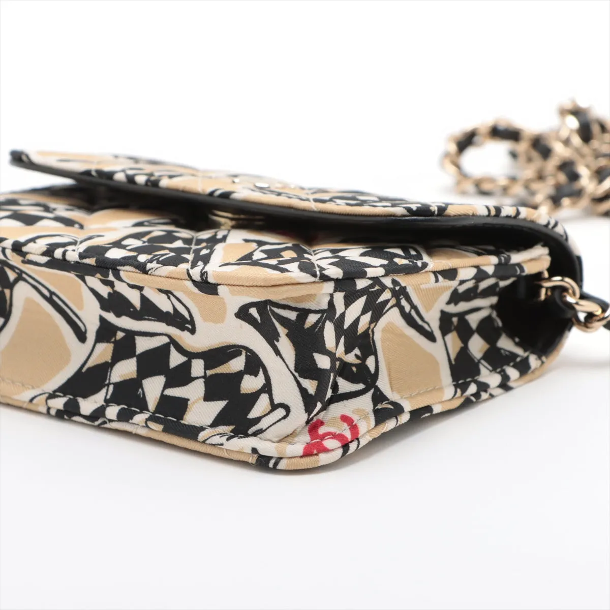 Chanel Flag Print Canvas Chain Shoulder Bag Beige Gold  Nonevelty