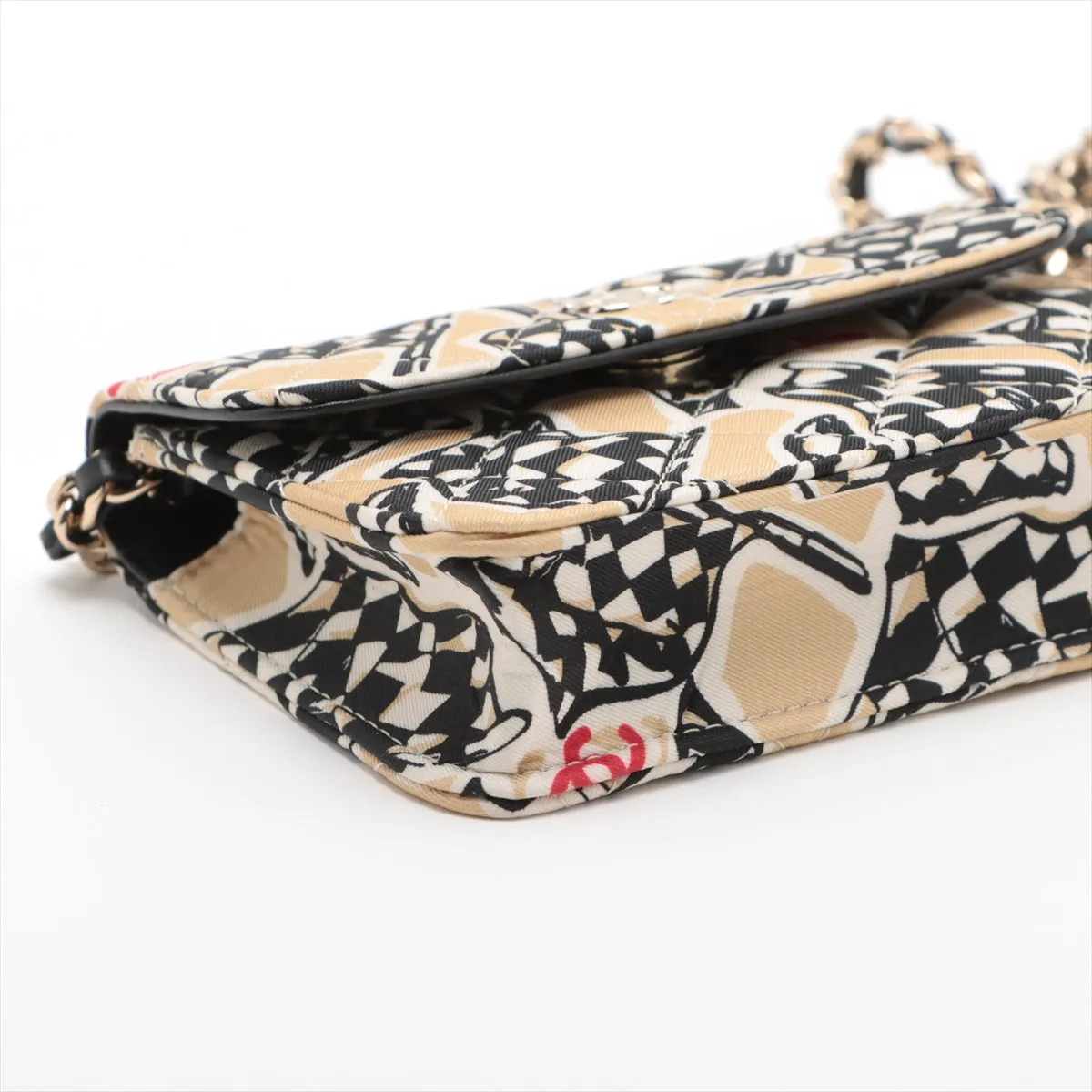 Chanel Flag Print Canvas Chain Shoulder Bag Beige Gold  Nonevelty