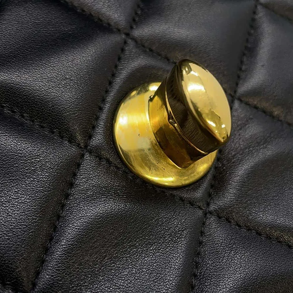 CHANEL Jumbo Matelasse ChainShoulder Bag Black Lambskin Size 34