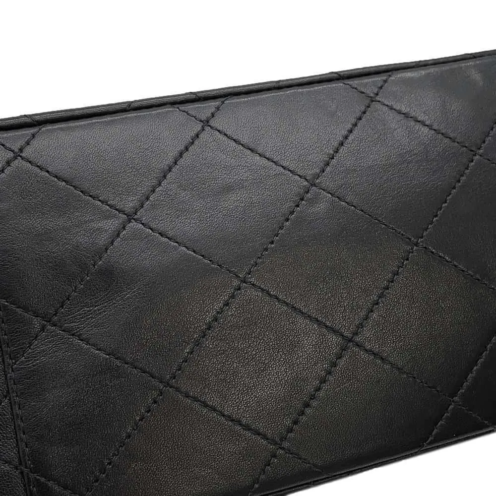 CHANEL Jumbo Matelasse ChainShoulder Bag Black Lambskin Size 34