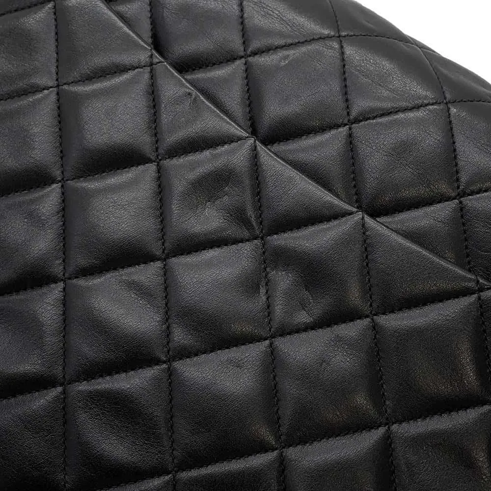CHANEL Jumbo Matelasse ChainShoulder Bag Black Lambskin Size 34