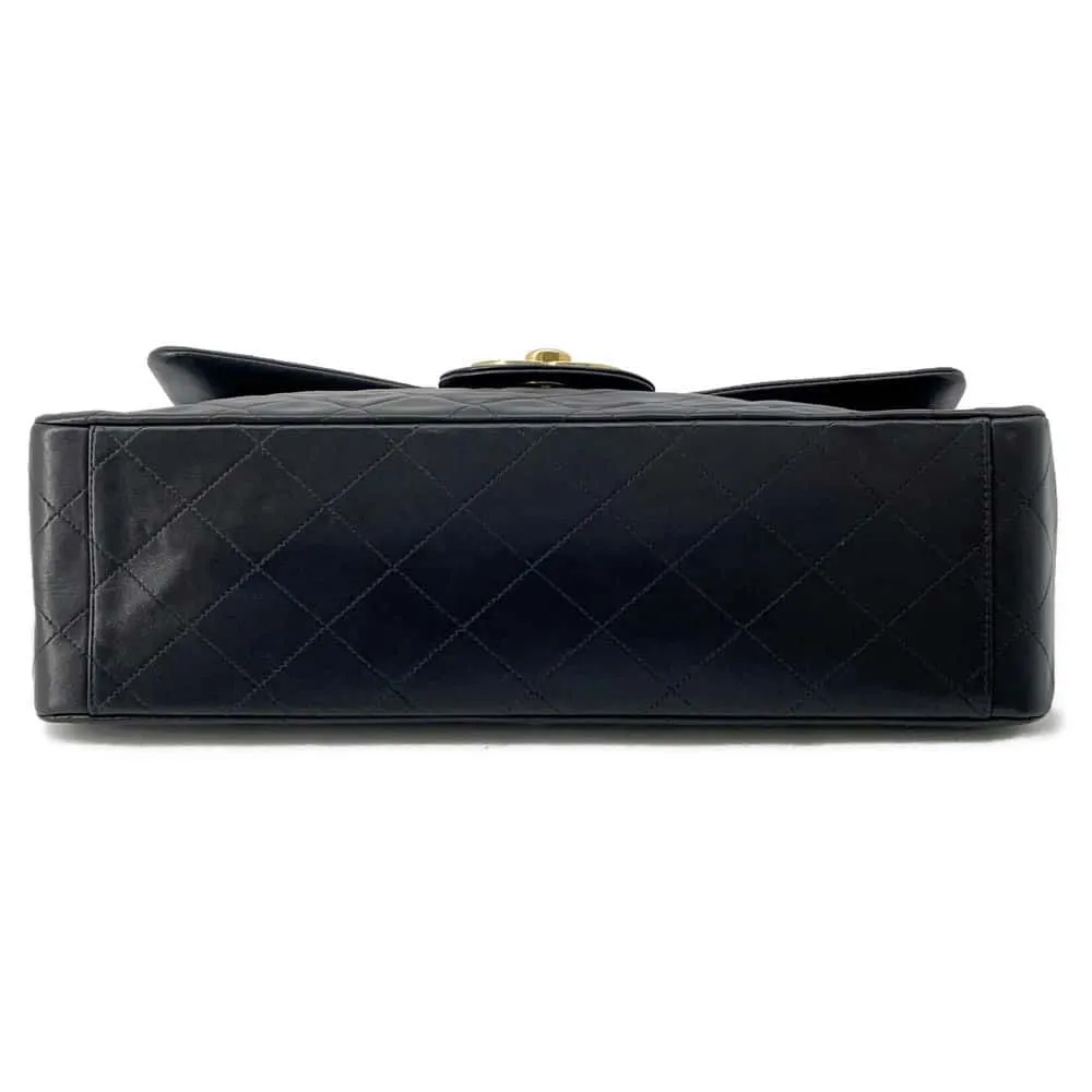 CHANEL Jumbo Matelasse ChainShoulder Bag Black Lambskin Size 34