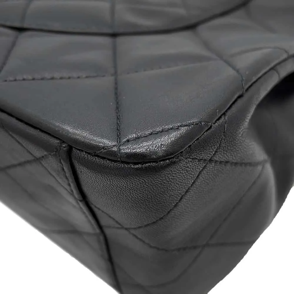 CHANEL Jumbo Matelasse ChainShoulder Bag Black Lambskin Size 34