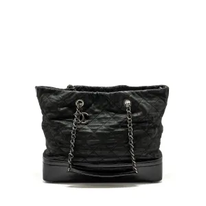 Chanel large quilted shoulder bag Calfskin black SHW