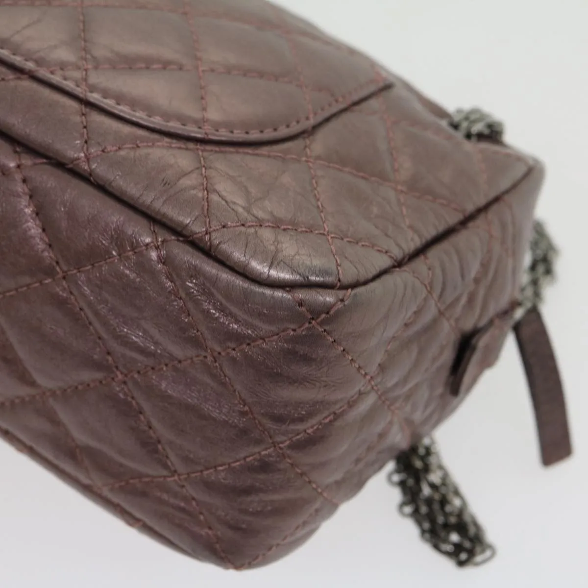 CHANEL Matelasse Chain Shoulder Bag Lamb Skin Purple CC Auth 30949A