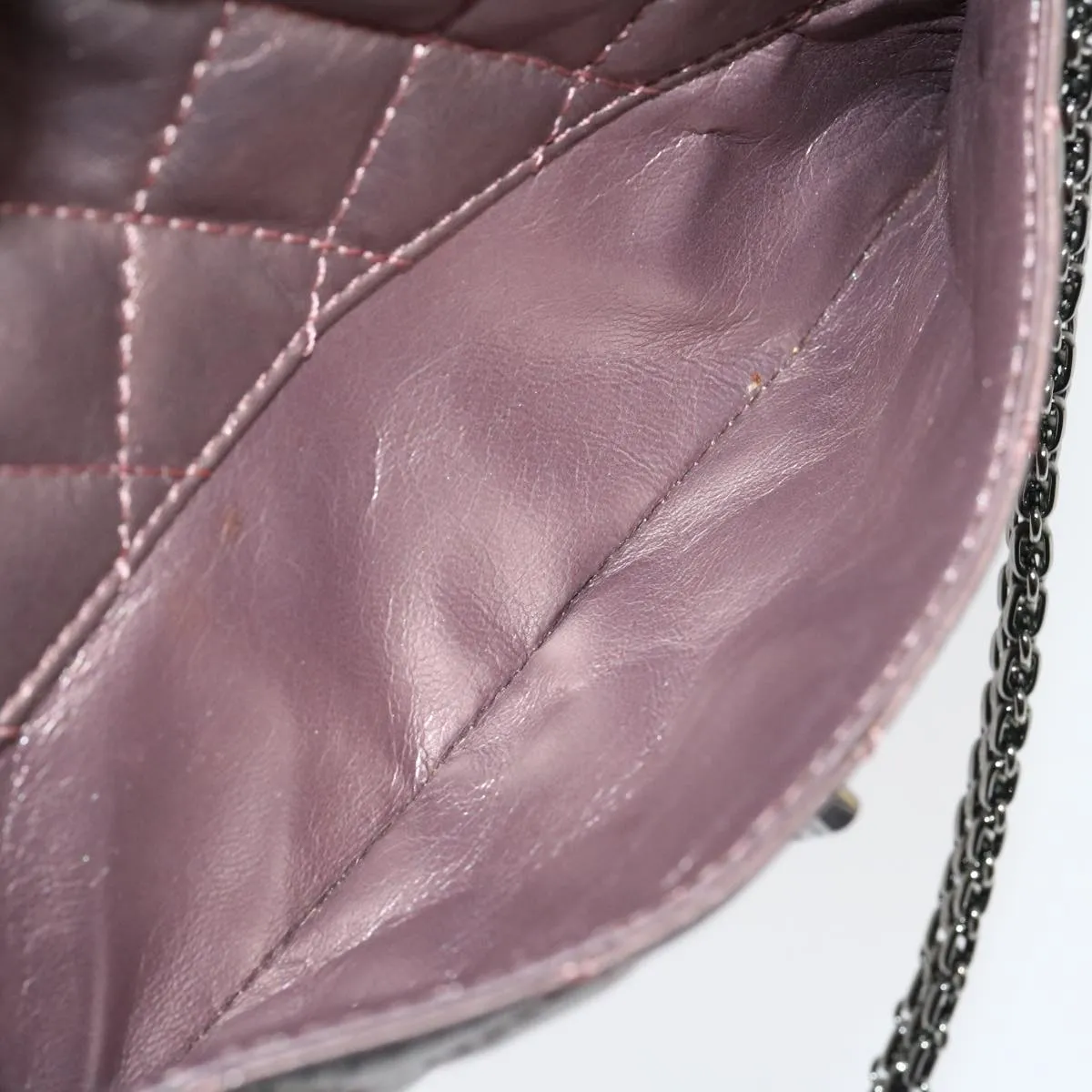 CHANEL Matelasse Chain Shoulder Bag Lamb Skin Purple CC Auth 30949A