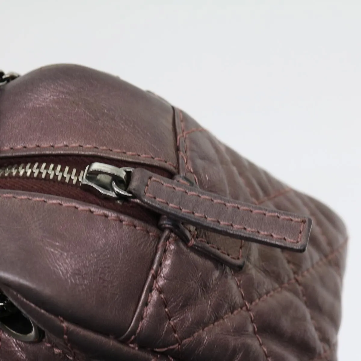 CHANEL Matelasse Chain Shoulder Bag Lamb Skin Purple CC Auth 30949A