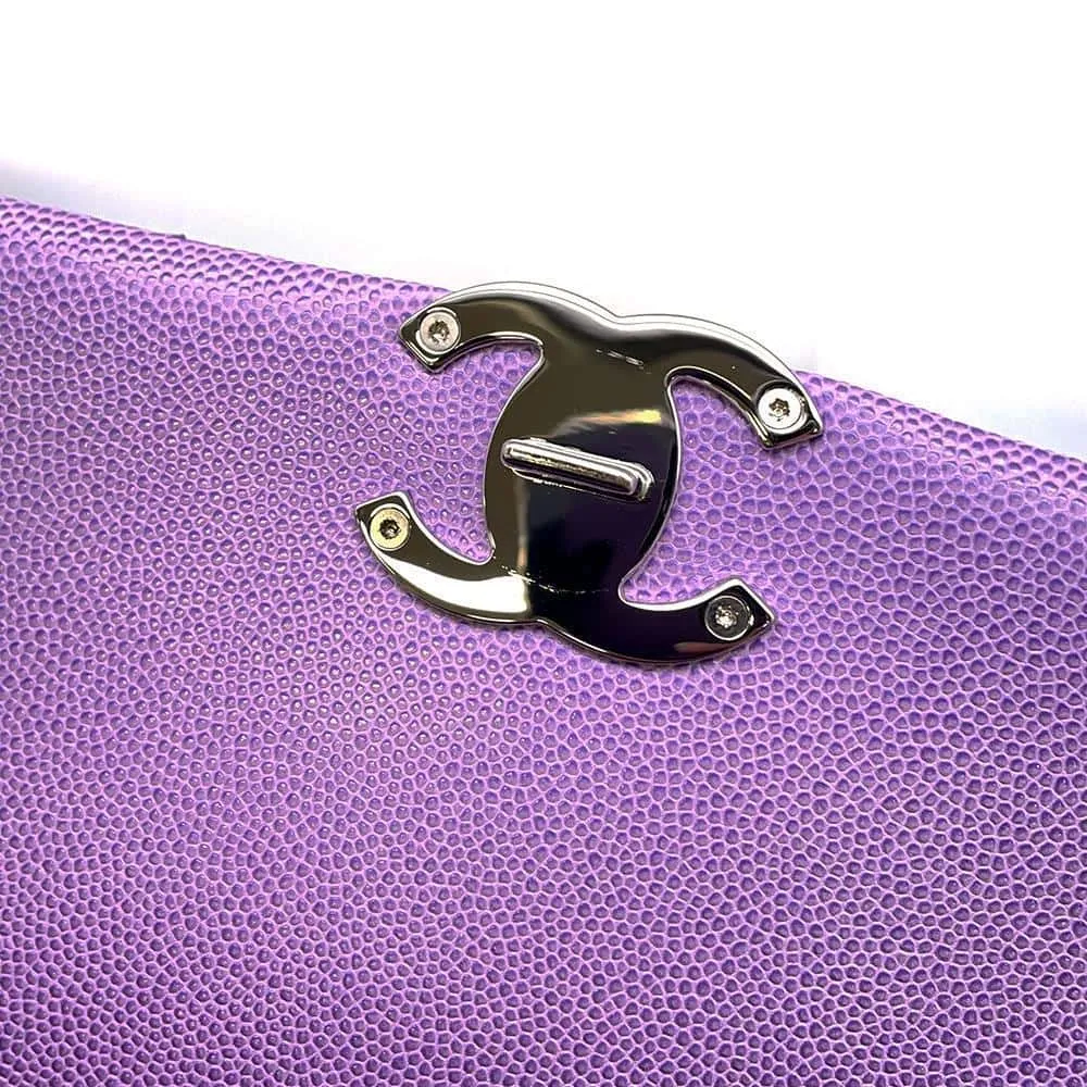 CHANEL Matelasse Gradation Shoulder Bag Purple AS4598 Caviar Leather
