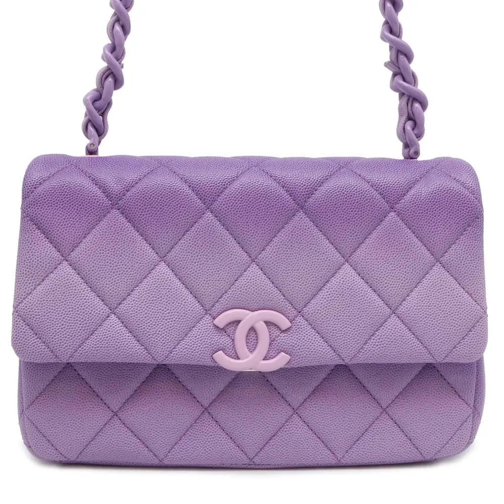 CHANEL Matelasse Gradation Shoulder Bag Purple AS4598 Caviar Leather