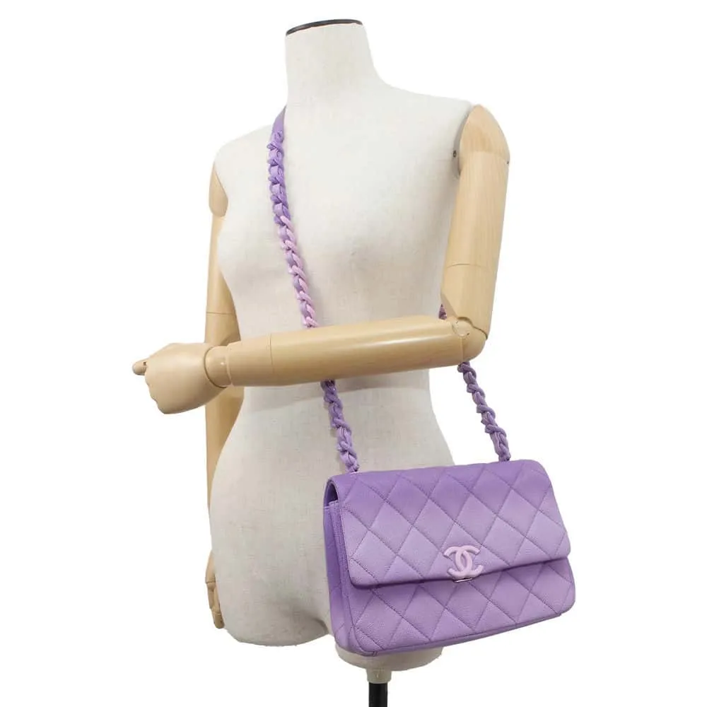 CHANEL Matelasse Gradation Shoulder Bag Purple AS4598 Caviar Leather