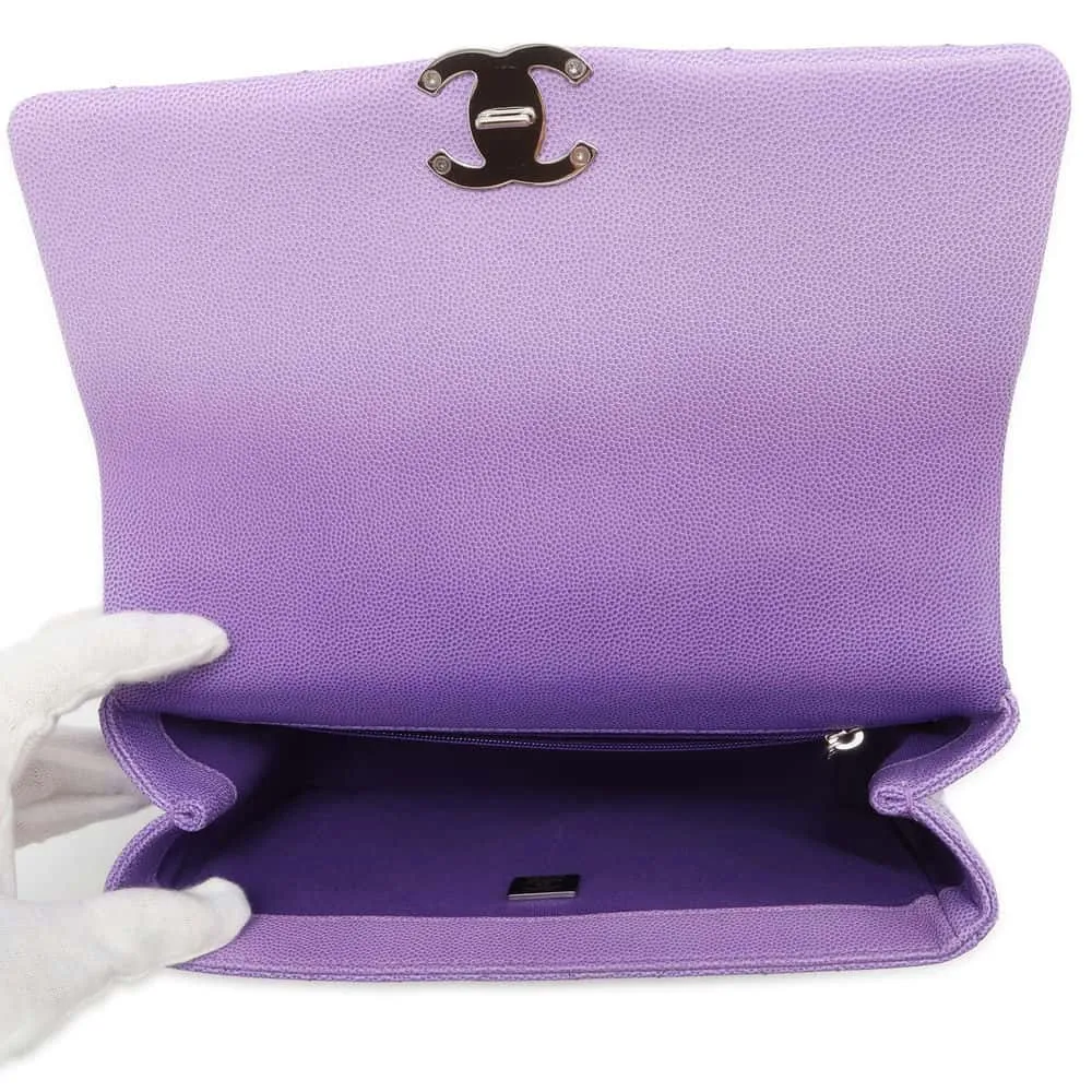 CHANEL Matelasse Gradation Shoulder Bag Purple AS4598 Caviar Leather
