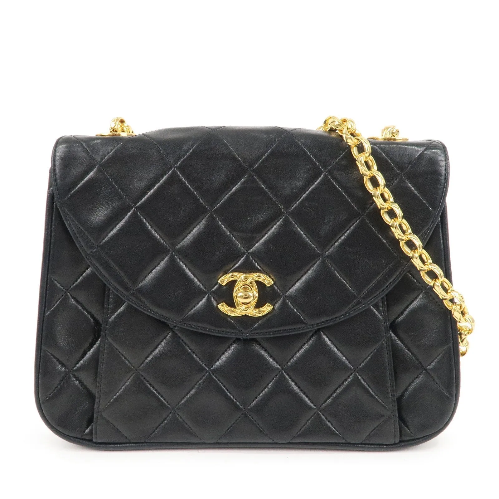 CHANEL Matelasse Lamb Skin Bijoux Chain Shoulder Bag Black