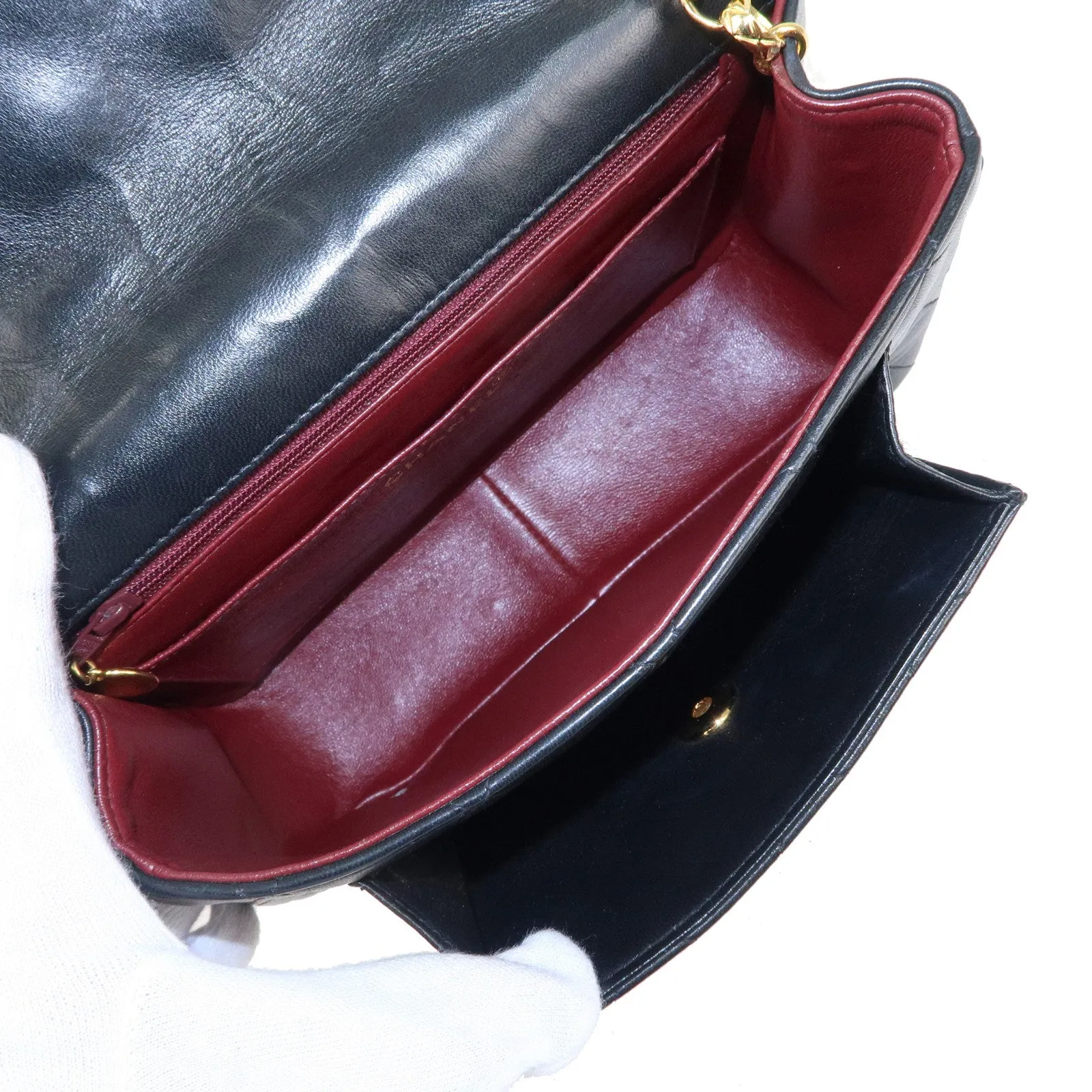 CHANEL Matelasse Lamb Skin Bijoux Chain Shoulder Bag Black