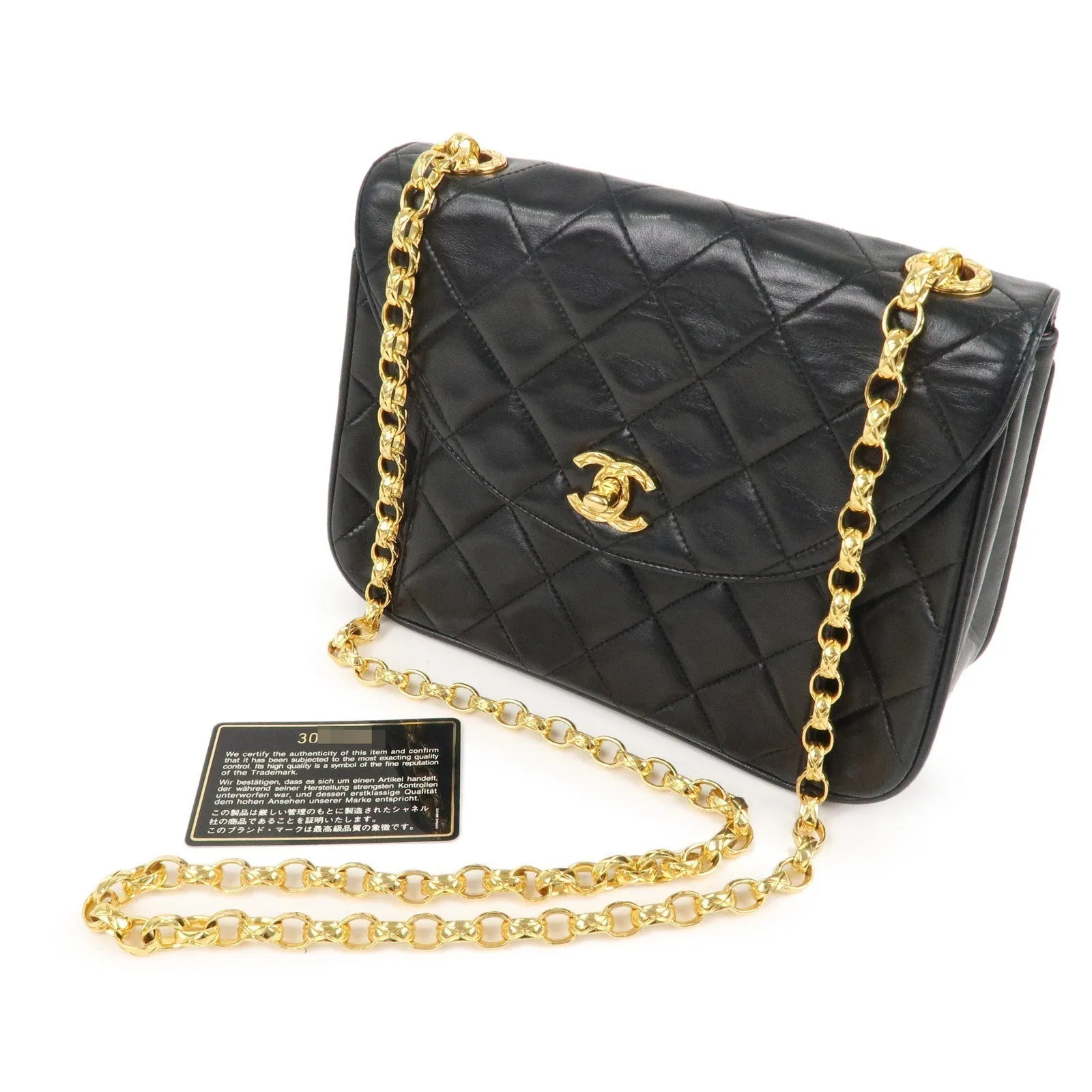 CHANEL Matelasse Lamb Skin Bijoux Chain Shoulder Bag Black