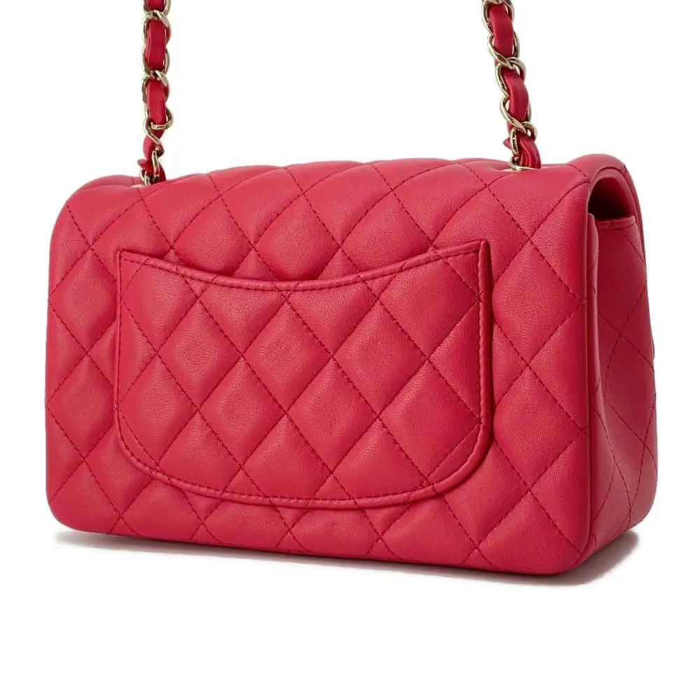 CHANEL Matelasse Single Flap ChainShoulder Bag Pink A69900 Lambskin Size 20