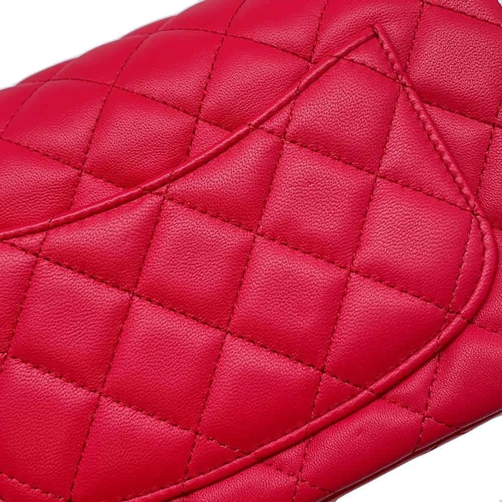 CHANEL Matelasse Single Flap ChainShoulder Bag Pink A69900 Lambskin Size 20