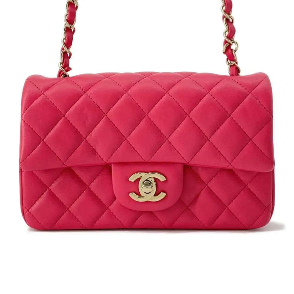 CHANEL Matelasse Single Flap ChainShoulder Bag Pink A69900 Lambskin Size 20