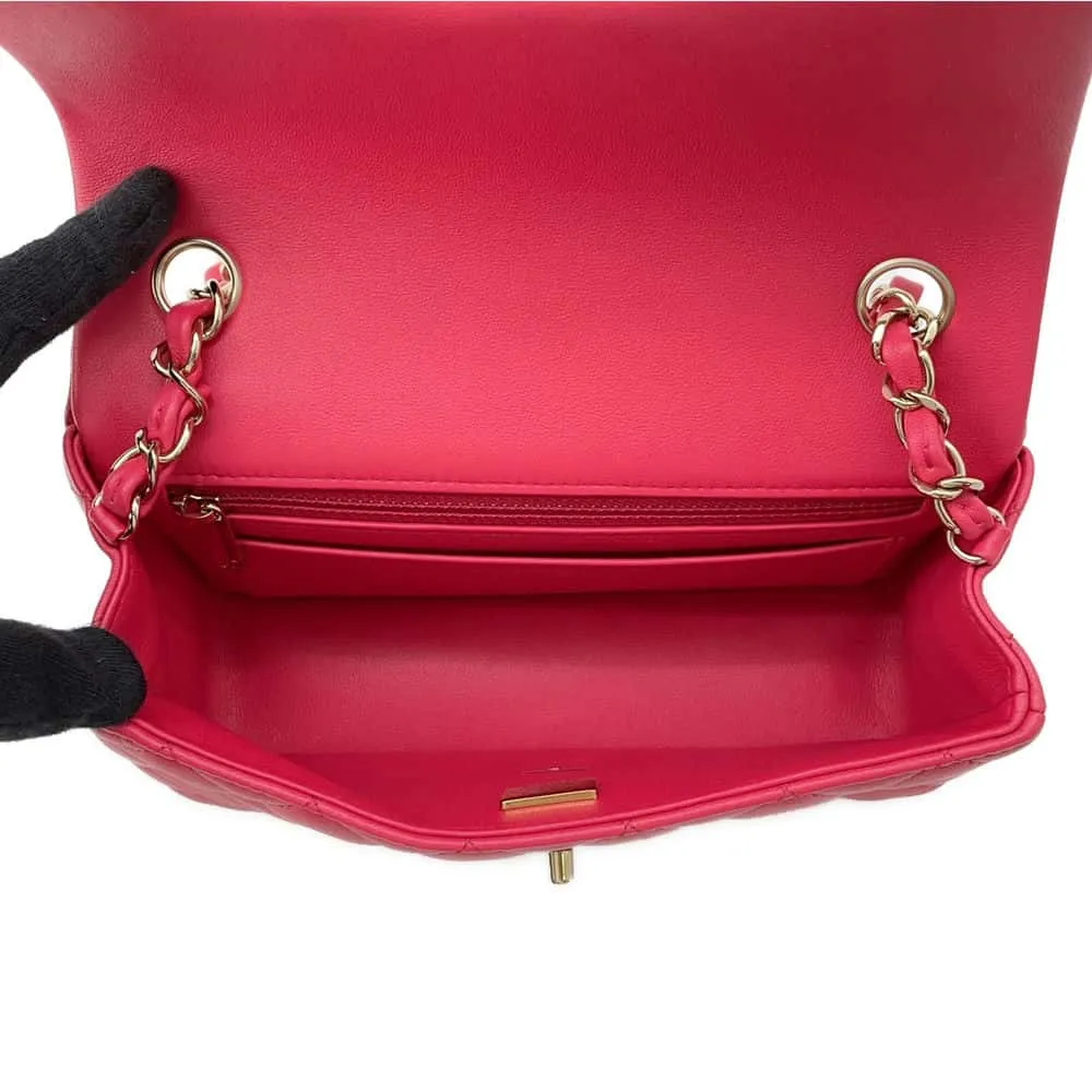 CHANEL Matelasse Single Flap ChainShoulder Bag Pink A69900 Lambskin Size 20