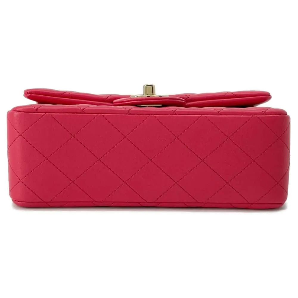 CHANEL Matelasse Single Flap ChainShoulder Bag Pink A69900 Lambskin Size 20