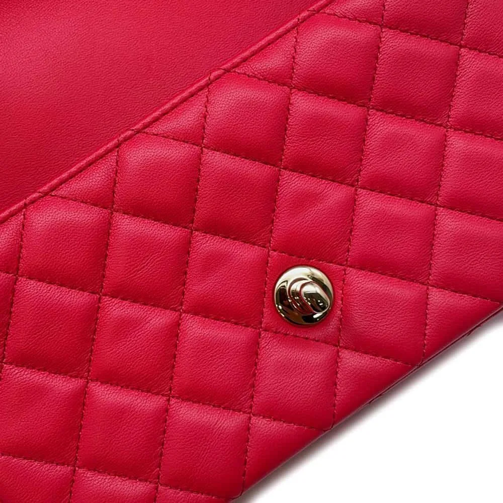 CHANEL Matelasse Single Flap ChainShoulder Bag Pink A69900 Lambskin Size 20