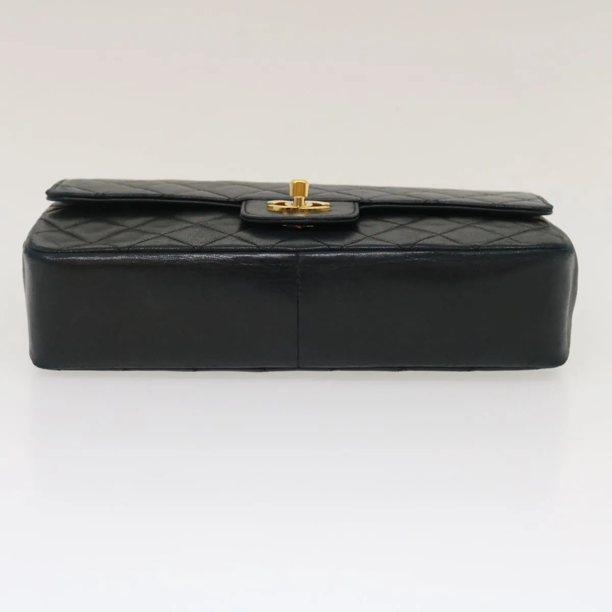 CHANEL Matelasse25 Double Chain Flap Shoulder Bag Lamb Skin Black CC Auth lt482A
