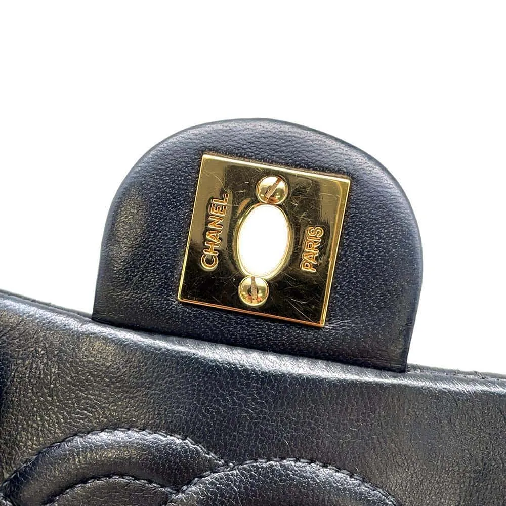 CHANEL Mini Matelasse Single Flap ChainShoulder Bag Black A01115 Lambskin