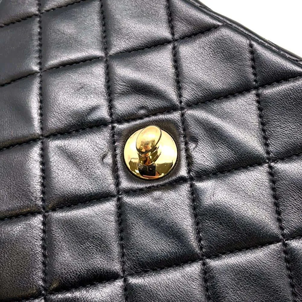 CHANEL Mini Matelasse Single Flap ChainShoulder Bag Black A01115 Lambskin