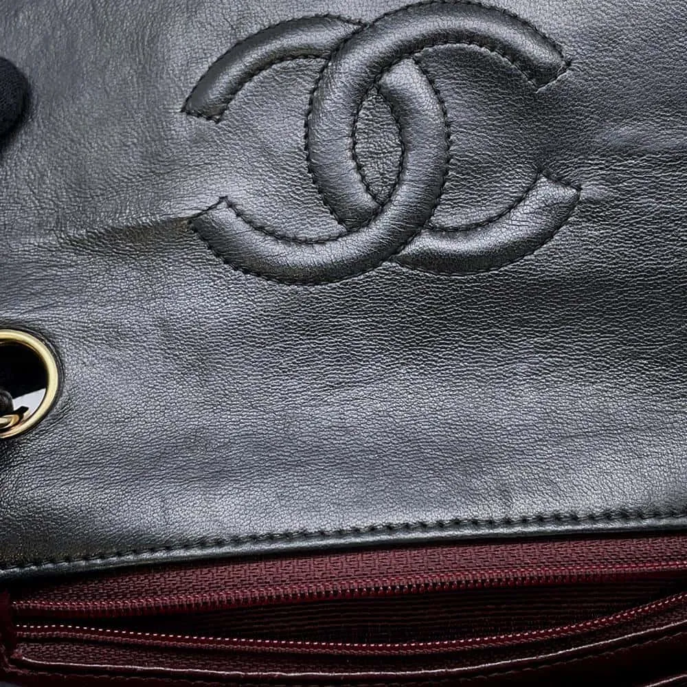 CHANEL Mini Matelasse Single Flap ChainShoulder Bag Black A01115 Lambskin