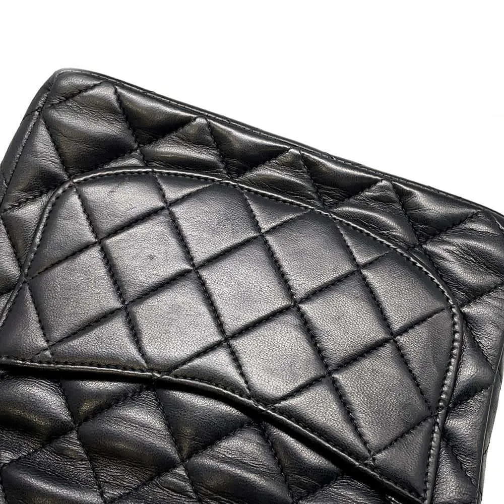 CHANEL Mini Matelasse Single Flap ChainShoulder Bag Black A01115 Lambskin